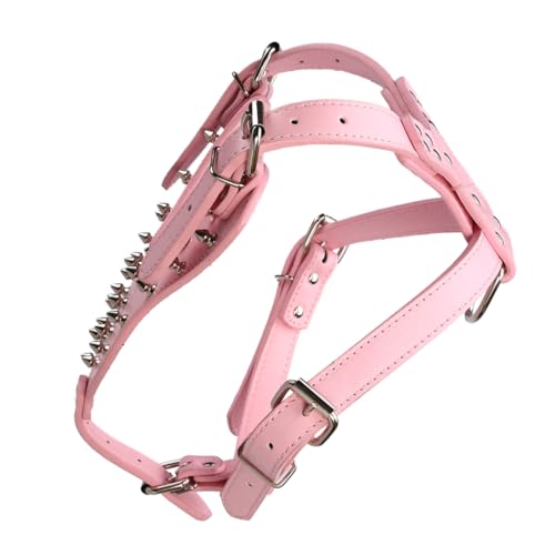 GANAZONO Multifunktionales Hundegeschirr Mit Metallspikes Verstellbar Stylisches Design Für Kleine Hunde Und Katzen Zum Spazierengehen Training Und Reisen Größenoption Brust Hals von GANAZONO