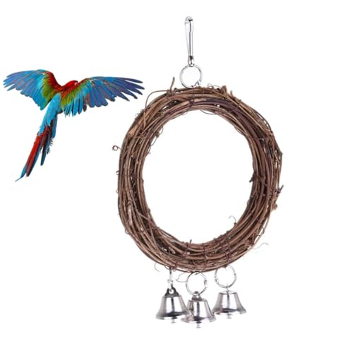 GANAZONO Rattan Papagei Schaukel mit Glocken Stabiles Kauspielzeug für Kleine Vögel Vogelkäfig Zubehör Fördert Balance und Koordination Geeignet für Wellensittich und Zufällige Farbe GANAZONO Rattan Papagei Schaukel mit Glocken Stabiles Kauspielzeug für Kleine Vögel Vogelkäfig Zubehör Fördert Balance und Koordination Geeignet für Wellensittich und Zufällige Farbe von GANAZONO