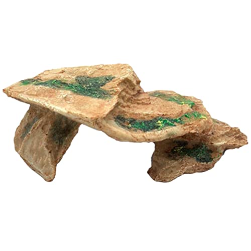 GANAZONO Reptilienversteck aus Harz mit Sonnenplattform für Schildkröten Eidechsen und Bartagamen Steinoptik zur Stressreduktion Rückzugsort für Reptilien von GANAZONO