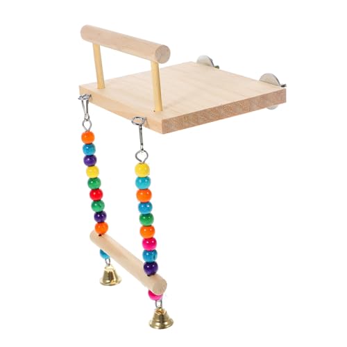 GANAZONO Vogel Schaukelstand aus Natürlichem Holz für Wellensittiche und Kleine Papageien Robustes Kauspielzeug und Sitzstange Stabiler Vogelspielplatz zur Beschäftigung und Erkundung von GANAZONO