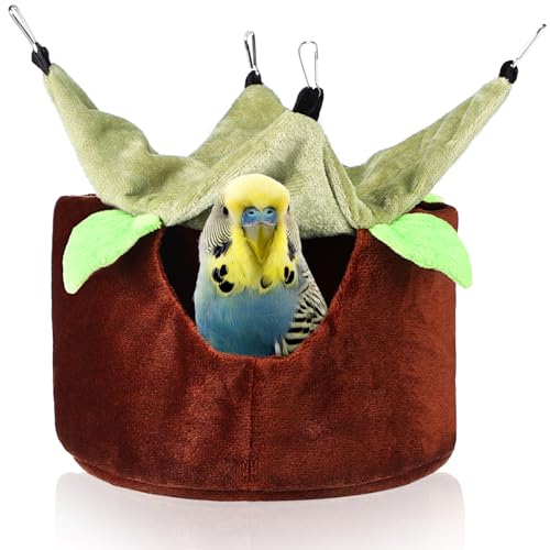 GANAZONO Vogelhängematte für Kleintiere Vogelnest aus Weichem Material für Sittiche Nymphensittiche und Papageien Bequeme Schlaflösung mit Stabiler Unterlage Winterfreundlich und von GANAZONO