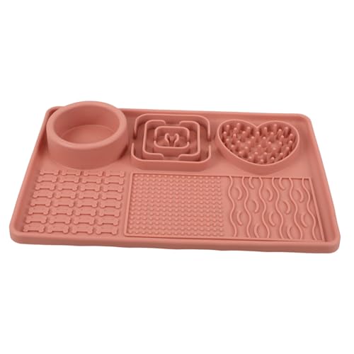 GANAZONO für Hunde und Katzen rutschfeste Futtermatte mit Saugnapf für Langsames Füttern und Entspannung Leicht zu Reinigen für Snacks und Leckereien Groß Rosa von GANAZONO