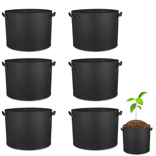 Pflanzsack, 6 Stück Pflanzsack 3 Gallonen Stofftopf, Schwarz 3 Gallonen Pflanzenbau Beutel, Kartoffel Pflanzsack, Pflanzbeutel mit Griffen Pflanzsäcke, für Tomaten, Kartoffeln, Gemüse, Blumen von GANILITY