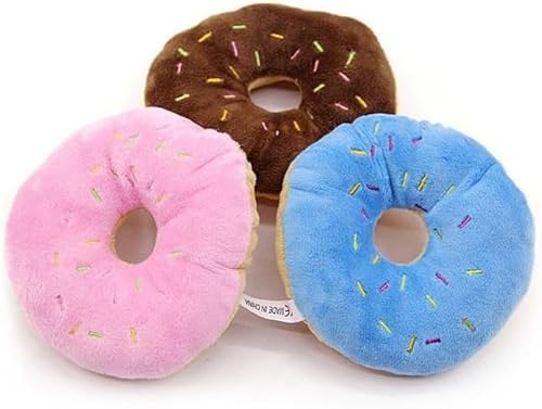 Buntes Haustierspielzeug in Donut-Form, quietschend, für Welpen, Hunde, Katzen, Kätzchen, Kausspielzeug, zufällige Farbe, robust und praktisch, einfaches und anspruchsvolles Design, 3 Stück von GANPUB