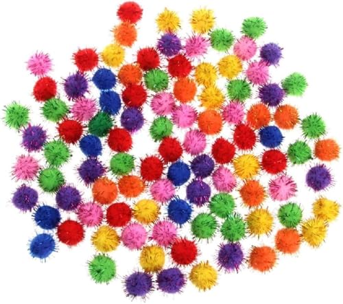 GANPUB Bunte Mini-Lametta-Bälle mit glitzernden Glitzern, kleine Bommeln, Katzenbälle, für Katzen, Hüpfball, Katze, glitzernde Bälle, Haustierbedarf, 100 Stück von GANPUB