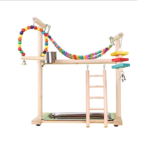 GANYKQ Vogelschaukel, Papageien Käfig Spielzeug, Schaukel Holzleiter mit Tablett Fütterungstassen Training für kleine Größe Vögel Papageien GANYKQ Vogelschaukel, Papageien Käfig Spielzeug, Schaukel Holzleiter mit Tablett Fütterungstassen Training für kleine Größe Vögel Papageien von GANYKQ