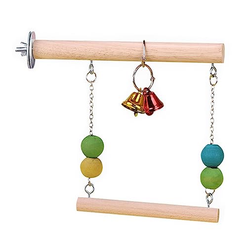GANYKQ Vogelschaukel, Papageienkäfigspielzeug, Schaukel zum Aufhängen, Spielen für Ara, Holzbrücke mit Glocken, Perlen für kleine Vögel GANYKQ Vogelschaukel, Papageienkäfigspielzeug, Schaukel zum Aufhängen, Spielen für Ara, Holzbrücke mit Glocken, Perlen für kleine Vögel von GANYKQ