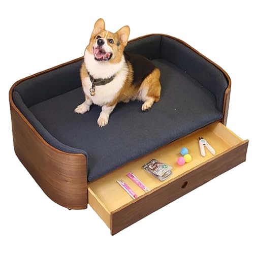 GAOCUNBING Haustierbett, Holzbett mit Stauraum, abnehmbares, waschbares Kissen, erhöhtes Haustierbett, Haustierbett, Haustierstuhl, Couch für kleine Hunde und Katzen, 75 x 48 x 26 cm GAOCUNBING Haustierbett, Holzbett mit Stauraum, abnehmbares, waschbares Kissen, erhöhtes Haustierbett, Haustierbett, Haustierstuhl, Couch für kleine Hunde und Katzen, 75 x 48 x 26 cm von GAOCUNBING