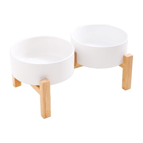 Erhöhtes Keramik-Hundenapf-Set mit stabilem Holzständer, rutschfestes Design, Doppelnapf, Wasserfutter, Futterstation für Haustiere, erhöhter Futternapf Erhöhtes Keramik-Hundenapf-Set mit stabilem Holzständer, rutschfestes Design, Doppelnapf, Wasserfutter, Futterstation für Haustiere, erhöhter Futternapf von GAOFESA