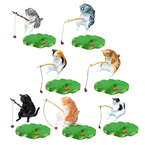 GAOFESA Aquarium-Dekoration, Aquarium-Landschaftsbau, Zaunaufhänger, Statuen, Zubehör, Cartoon, Angeln, Kätzchen, Ornament von GAOFESA