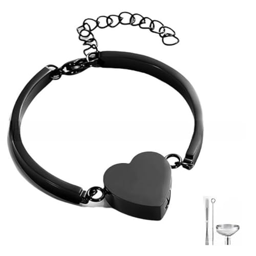 GAOFESA Gedenk-Herz-Asche, rostfrei, Urnenhalter, Armreif, Schmuck mit verstellbaren Verschlüssen, für Haustierverlust von GAOFESA