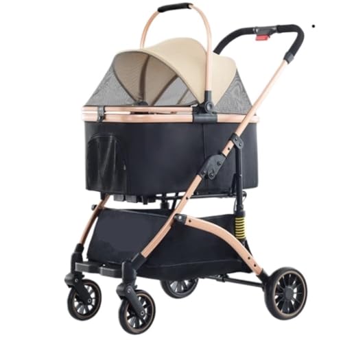 GAOJUNAN Hundewagen Hunde Kinderwagen Faltbarer Haustier-Hundewagen Mit Rad, Katzen-Hundewagen Mit Aufbewahrungskorb Für Kleine, Mittelgroße Hunde Und Katzen Hundebuggy Hunderollstuhl von GAOJUNAN