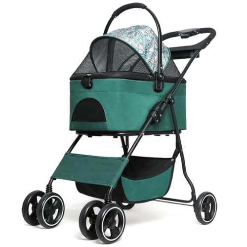 GAOJUNAN Hundewagen Hunde Kinderwagen Faltbarer Hunde-Kinderwagen Mit Abnehmbarem Träger, Haustier-Katzen-Kinderwagen Mit Aufbewahrungskorb Und Getränkehalter Hundebuggy Hunderollstuhl(A) von GAOJUNAN