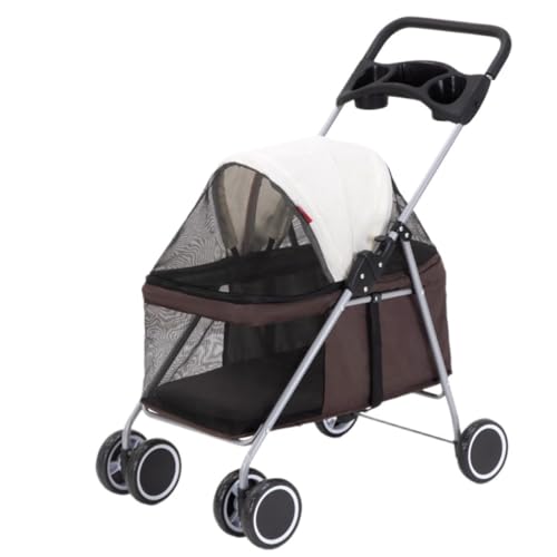 GAOJUNAN Hundewagen Hunde Kinderwagen Haustier-Katze-Hunde-Kinderwagen-Reiseträger Mit Getränkehaltern, 22 Pfund Kapazität, Zusammenklappbarer Kinderwagen Hundebuggy Hunderollstuhl(C) von GAOJUNAN