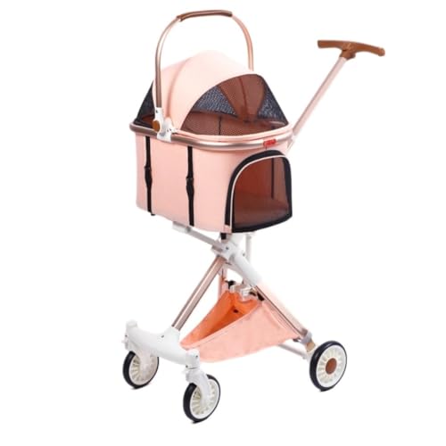 GAOJUNAN Hundewagen Hunde Kinderwagen Zusammenklappbarer Hunde-Kinderwagen Für Kleine Und Mittelgroße Hunde Und Katzen, 4-Räder-Reiseträger Mit Aufbewahrungskorb Hundebuggy Hunderollstuhl(B) von GAOJUNAN