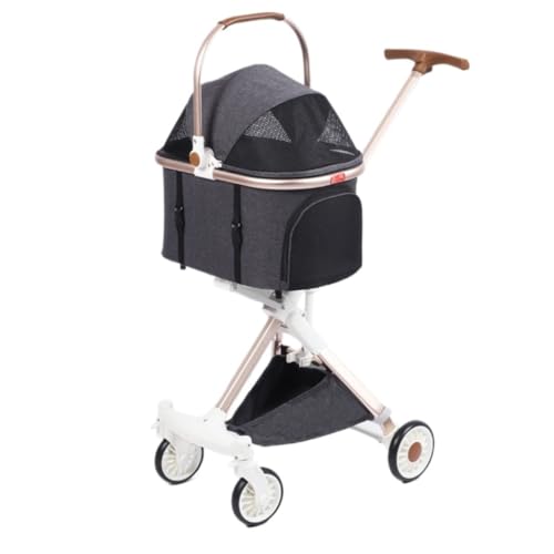 GAOJUNAN Hundewagen Hunde Kinderwagen Zusammenklappbarer Hunde-Kinderwagen Für Kleine Und Mittelgroße Hunde Und Katzen, 4-Räder-Reiseträger Mit Aufbewahrungskorb Hundebuggy Hunderollstuhl(C) von GAOJUNAN
