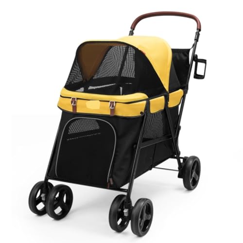 GAOJUNAN Hundewagen Hunde Kinderwagen Zusammenklappbarer Reise-Haustier-Kinderwagen, Hunde-Kinderwagen, Katzenwagen, Haustier-Kinderwagen Für Kleine Und Mittelgroße Hunde Hundebuggy Hunderollstuhl(B) von GAOJUNAN