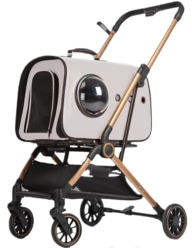 GAOJUNAN Hundewagen Hunde Kinderwagen Zusammenklappbarer Reise-Haustier-Kinderwagen Mit 4 Rädern Und Abnehmbarem Träger Für Kleine, Mittelgroße Katzen Und Hunde Hundebuggy Hunderollstuhl(Grey) von GAOJUNAN