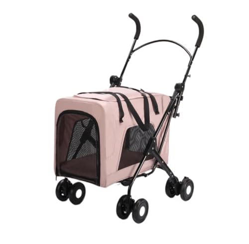 Hundewagen Hunde Kinderwagen Abnehmbarer Haustier-Kinderwagen Mit 4 Rädern, Zusammenklappbarer Hunde-Kinderwagen, Katzen-Kinderwagen Für Mittelgroße Und Kleine Hunde Hundebuggy Hunderollstuhl(Pink) von GAOJUNAN