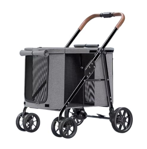 Hundewagen Hunde Kinderwagen Faltbarer Haustier-Kinderwagen Mit 4 Rädern, Tragbarer Hunde-Kinderwagen, Katzen-Kinderwagen Für Kleine, Mittelgroße Hunde Und Katzen Hundebuggy Hunderollstuhl(Grey) von GAOJUNAN