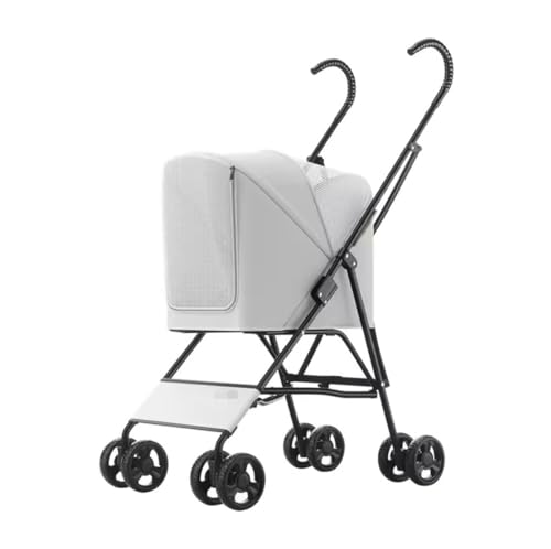 Hundewagen Hunde Kinderwagen Faltbarer Haustier-Kinderwagen Mit 4 Rädern, Tragbarer Hunde-Kinderwagen, Katzen-Kinderwagen Mit Kleiner Tasche Für Kleine Hunde Und Katzen Hundebuggy Hunderollstuhl(Grey) von GAOJUNAN