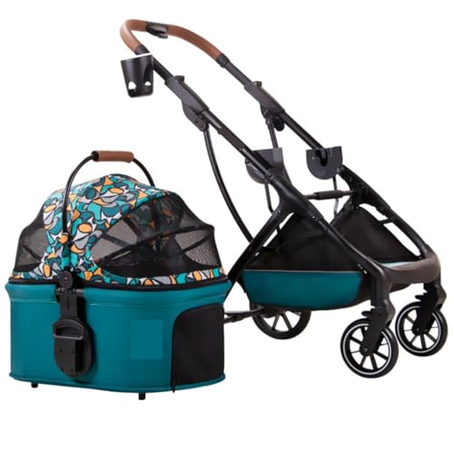 Hundewagen Hunde Kinderwagen Haustier-Kinderwagen, Zusammenklappbarer Katzen-Kinderwagen, Getränkehalter, Reise-Hunde-Kinderwagen Mit Abnehmbarem Träger Für Mittelgroße Und Kleine Hunde Hundebuggy Hun von GAOJUNAN