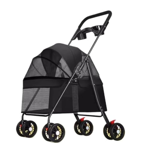 Hundewagen Hunde Kinderwagen Hunde-Kinderwagen Mit 4 Rädern, Katzen-Kinderwagen, Haustier-Kinderwagen Für Kleine Mittelgroße Katzen Und Hunde, Zusammenklappbarer Kinderwagen Für Reisen, Spaziergänge H von GAOJUNAN