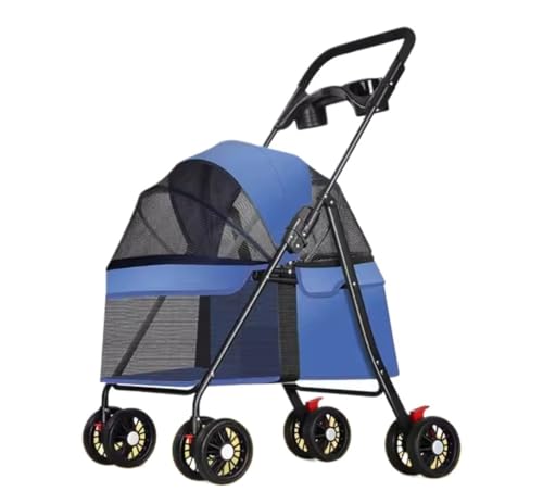Hundewagen Hunde Kinderwagen Hunde-Kinderwagen Mit 4 Rädern, Katzen-Kinderwagen, Haustier-Kinderwagen Für Kleine Mittelgroße Katzen Und Hunde, Zusammenklappbarer Kinderwagen Für Reisen, Spaziergänge H von GAOJUNAN