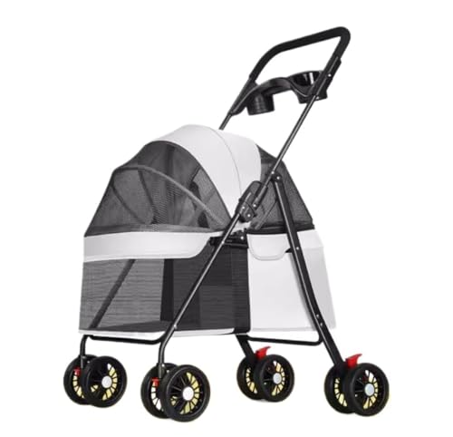 Hundewagen Hunde Kinderwagen Hunde-Kinderwagen Mit 4 Rädern, Katzen-Kinderwagen, Haustier-Kinderwagen Für Kleine Mittelgroße Katzen Und Hunde, Zusammenklappbarer Kinderwagen Für Reisen, Spaziergänge H von GAOJUNAN