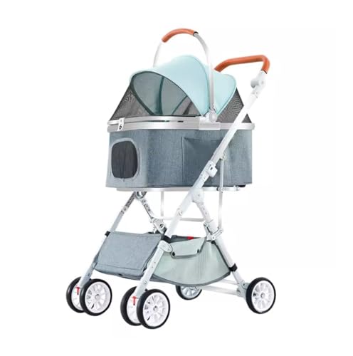 Hundewagen Hunde Kinderwagen Hunde-Kinderwagen Mit 4 Rädern Und Abnehmbarem Aufbewahrungskorb, Verstellbarer Griff, Haustier-Katzen-Kinderwagen Für Kleine Und Mittelgroße Haustiere Hundebuggy Hunderol von GAOJUNAN