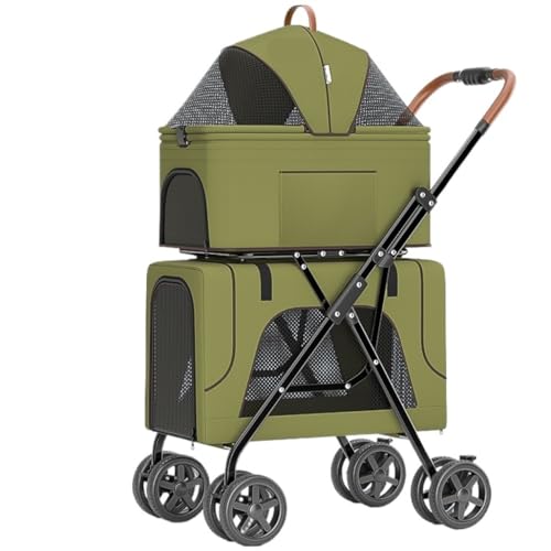Hundewagen Hunde Kinderwagen Reise-Hunde-Kinderwagen Mit Abnehmbarem Träger, Zusammenklappbarer Haustier-Kinderwagen Mit Rädern, Katzen-Kinderwagen Für Kleine Und Mittelgroße Katzen Hundebuggy Hundero von GAOJUNAN