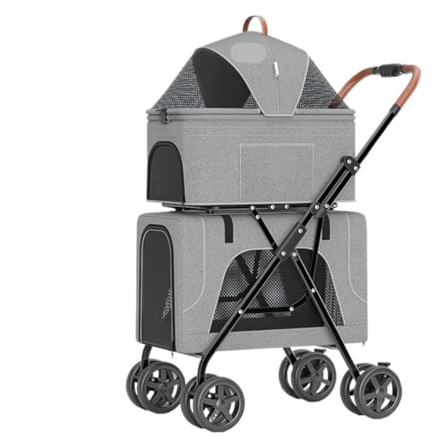 Hundewagen Hunde Kinderwagen Reise-Hunde-Kinderwagen Mit Abnehmbarem Träger, Zusammenklappbarer Haustier-Kinderwagen Mit Rädern, Katzen-Kinderwagen Für Kleine Und Mittelgroße Katzen Hundebuggy Hundero von GAOJUNAN