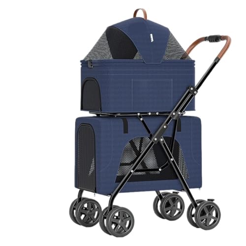 Hundewagen Hunde Kinderwagen Reise-Hunde-Kinderwagen Mit Abnehmbarem Träger, Zusammenklappbarer Haustier-Kinderwagen Mit Rädern, Katzen-Kinderwagen Für Kleine Und Mittelgroße Katzen Hundebuggy Hundero von GAOJUNAN