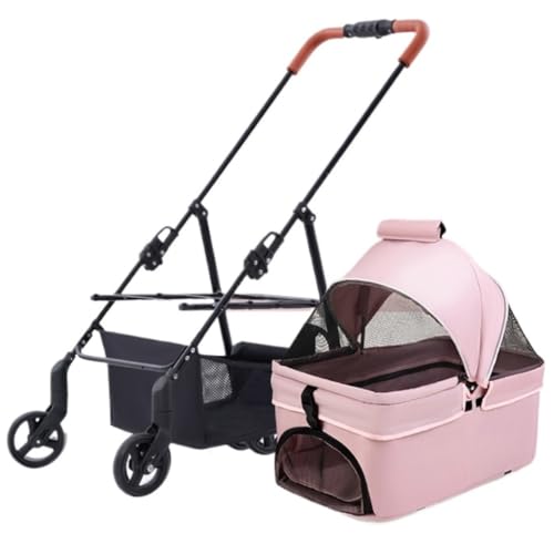 Hundewagen Hunde Kinderwagen Zusammenklappbarer Haustier-Kinderwagen, Bis Zu 44 Pfund Schwerer Hunde-Klappwagen, 4-Räder-Hundekatzen-Welpen-Kinderwagen Für Mittelgroße Und Kleine Haustiere Hundebuggy von GAOJUNAN
