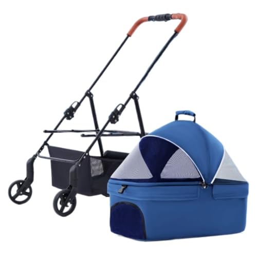 Hundewagen Hunde Kinderwagen Zusammenklappbarer Haustier-Kinderwagen, Bis Zu 44 Pfund Schwerer Hunde-Klappwagen, 4-Räder-Hundekatzen-Welpen-Kinderwagen Für Mittelgroße Und Kleine Haustiere Hundebuggy von GAOJUNAN