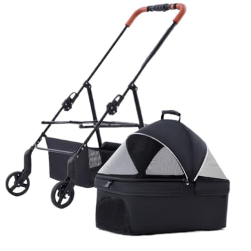 Hundewagen Hunde Kinderwagen Zusammenklappbarer Haustier-Kinderwagen, Bis Zu 44 Pfund Schwerer Hunde-Klappwagen, 4-Räder-Hundekatzen-Welpen-Kinderwagen Für Mittelgroße Und Kleine Haustiere Hundebuggy von GAOJUNAN