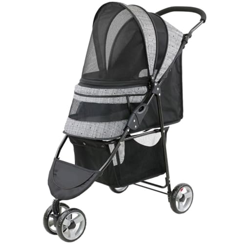 Hundewagen Hunde Kinderwagen Zusammenklappbarer Haustier-Kinderwagen Für Mittelgroße Kleine Hunde Und Katzen, Tragbarer Reise-Katze-Hunde-Kinderwagen Mit Aufbewahrungskorb Hundebuggy Hunderollstuhl(B) von GAOJUNAN