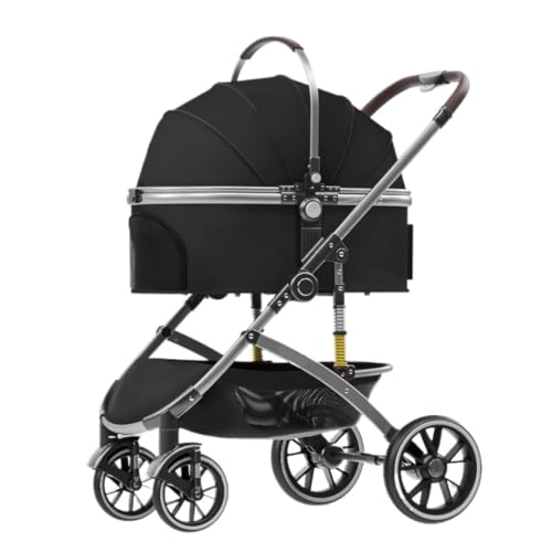 Hundewagen Hunde Kinderwagen Zusammenklappbarer Haustier-Kinderwagen Mit Aufbewahrungskorb, Reise-Hundewagen Mit Abnehmbarem Träger Für Kleine, Mittelgroße Katzen Und Hunde Hundebuggy Hunderollstuhl(B von GAOJUNAN