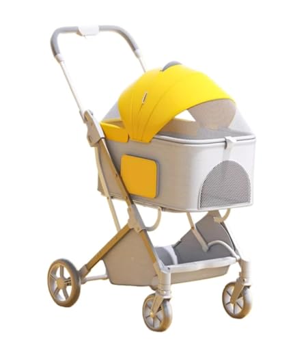 Hundewagen Hunde Kinderwagen Zusammenklappbarer Katzen-Kinderwagen, Hunde-Kinderwagen, Hundewagen, Haustier-Kinderwagen Mit Rädern Und Abnehmbarem Träger Für Kleine Und Mittlere Größen Hundebuggy Hund von GAOJUNAN
