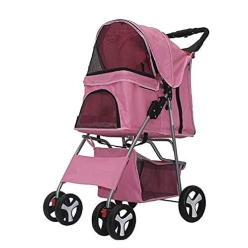 Hundewagen Hunde Kinderwagen Zusammenklappbarer Tragbarer Haustier-Kinderwagen Mit 4 Rädern, Reise-Katzen-Hunde-Kinderwagen Mit Aufbewahrungskorb Für Kleine, Mittelgroße Katzen Und Hunde Hundebuggy Hu von GAOJUNAN