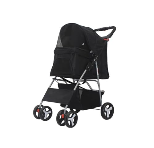 Hundewagen Hunde Kinderwagen Zusammenklappbarer Tragbarer Haustier-Kinderwagen Mit 4 Rädern, Reise-Katzen-Hunde-Kinderwagen Mit Aufbewahrungskorb Für Kleine, Mittelgroße Katzen Und Hunde Hundebuggy Hu von GAOJUNAN