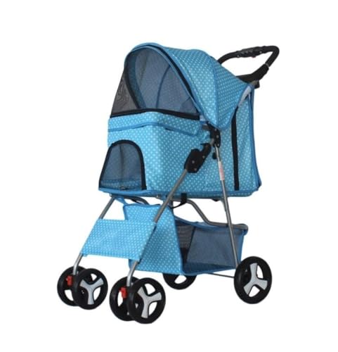 Hundewagen Hunde Kinderwagen Zusammenklappbarer Tragbarer Haustier-Kinderwagen Mit 4 Rädern, Reise-Katzen-Hunde-Kinderwagen Mit Aufbewahrungskorb Für Kleine, Mittelgroße Katzen Und Hunde Hundebuggy Hu von GAOJUNAN