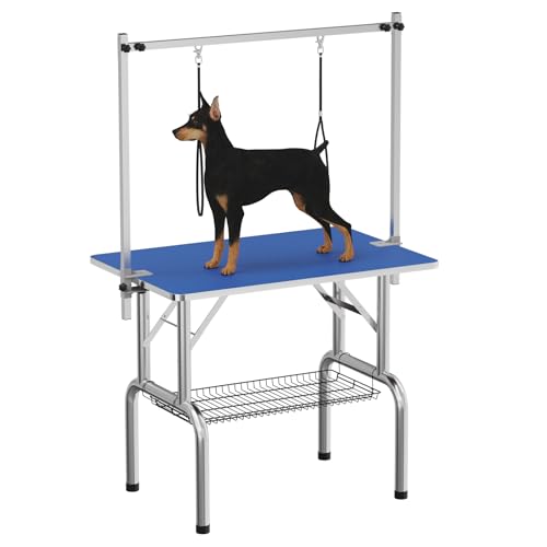 GAOMON Professioneller Fellpflegetisch für Hunde, 91,4 cm, robust, verstellbar, mit Überkopfarm, Zwei Netzschalen, Blau GAOMON Professioneller Fellpflegetisch für Hunde, 91,4 cm, robust, verstellbar, mit Überkopfarm, Zwei Netzschalen, Blau von GAOMON
