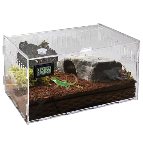 GAOUTO Acryl Terrarium Schnecken 40 * 25 * 20CM, Reptil Acryl Fütterungsbox, Transparente Reptilien Futterbox, Tragbarer Kriechender Haustier Terrarium Behälter für Reptilien, Spinnen GAOUTO Acryl Terrarium Schnecken 40 * 25 * 20CM, Reptil Acryl Fütterungsbox, Transparente Reptilien Futterbox, Tragbarer Kriechender Haustier Terrarium Behälter für Reptilien, Spinnen von GAOUTO