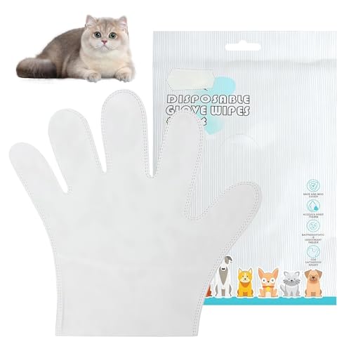 Pet Wipes für Hunde und Katzen, Pet Grooming Gloves Haustiere Desodorierende Abwischtücher, Waschhandschuhe Einweg für Bad und Pflege für Pfoten, Fell, Gesicht, Ohren, Po und Körper (30 Stück) von GAOUTO