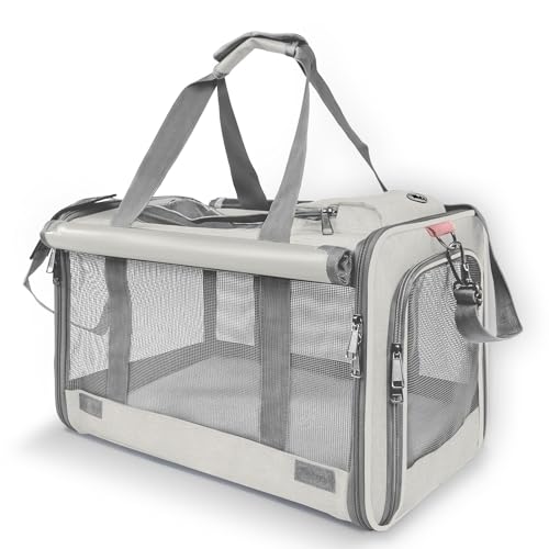 GAPZER Haustier-Tragetasche für große Katzen, weiche Seiten, Reisetasche für mittelgroße Katzen bis zu 9 kg, waschbar, für kleine Hunde, Welpen, 4,5 kg, mit Sichtschutzvorhängen für Zuhause, Outdoor von GAPZER