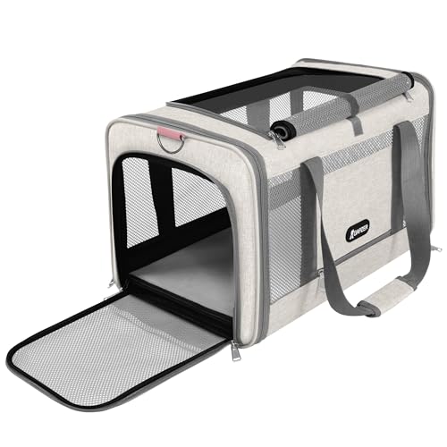 GAPZER Katzentragetasche, amerikanische Fluggesellschaft, zugelassen, 45,7 x 28,9 x 28,9 cm, Öffnung oben, stabile weiche Haustier-Tragetasche, durchsichtig, Mini-Hundehütte, Hundehütte, 4-seitige von GAPZER