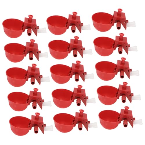 GARIOUANS 15 Stück Teiliges Automatische Hühnertränke Rot Einstellbare Wassermenge Trinknapf für Hühner Tauben Wachteln Geflügelzubehör für und Gewerbebetrieb Zufällige Farbe von GARIOUANS