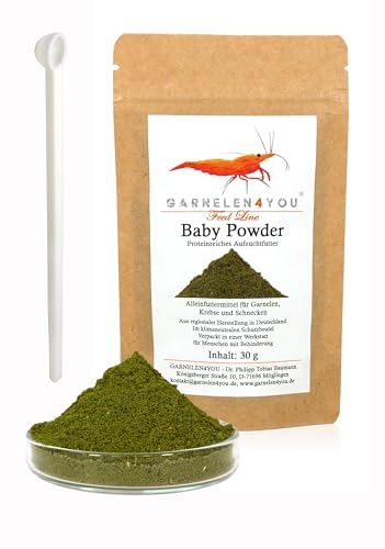 GARNELEN4YOU® Baby Powder | proteinreiches Aufzuchtfutter | Staubfutter aus regionaler Herstellung in Deutschland | wissenschaftlich abgestimmt (mit Dosierlöffel, 30, Gramm) von GARNELEN4YOU