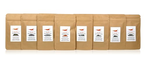 GARNELEN4YOU® Feed Line Proben-Bundle - Premium Garnelenfutter Set | 8 pflanzliche Sorten - wissenschaftlich abgestimmt | Made in Germany | Nachhaltige Verpackung | Garnelen, Krebse und Schnecken von GARNELEN4YOU